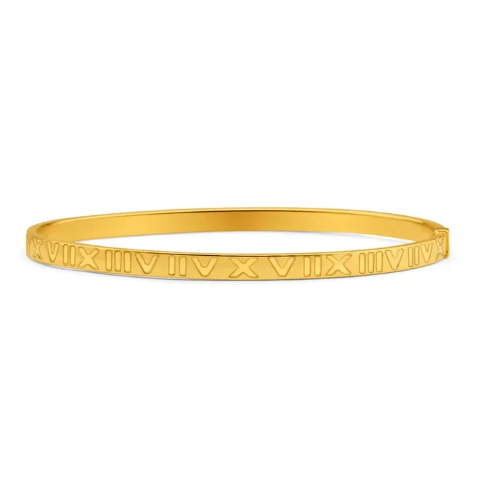 9ct Yellow Gold Silverfilled Roman Numeral Bangle