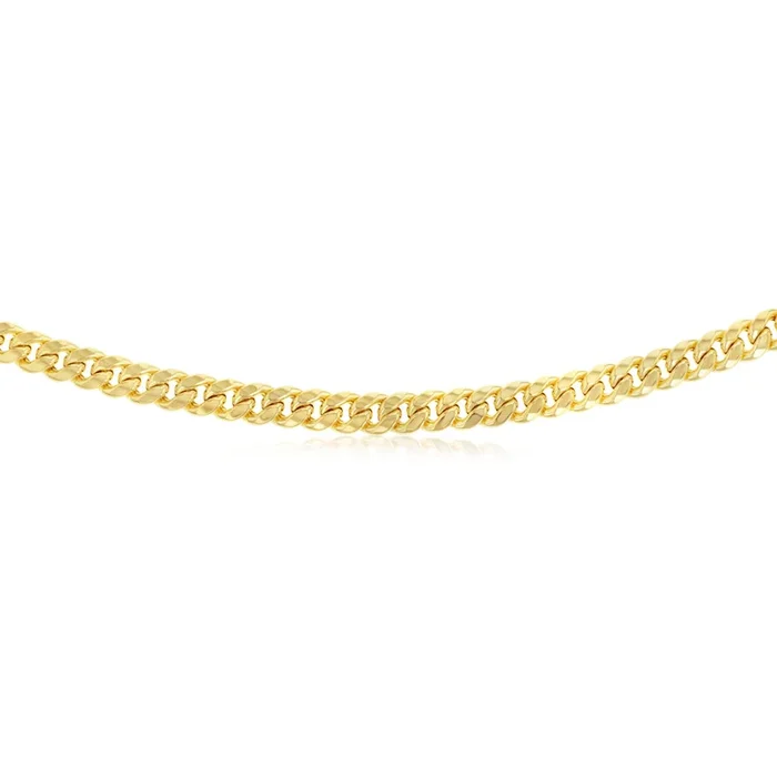9ct Yellow Gold Superlight Hollow 180 Gauge Miami 55cm Chain