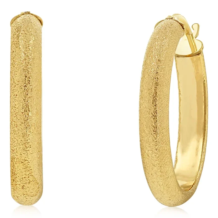 9ct Yellow Gold Textured Hoop Earrings