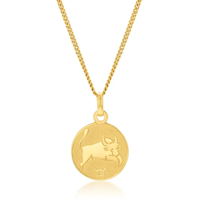 9ct Yellow Gold Zodiac Taurus Pendant