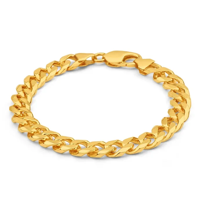 9ct Yellow Solid Gold Curb 21cm Bracelet