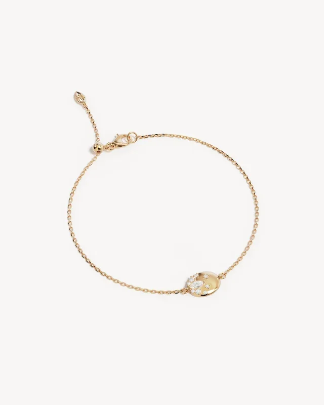 9k Solid Gold Lotus Within 0.18ct Lab-Grown Diamond Bracelet