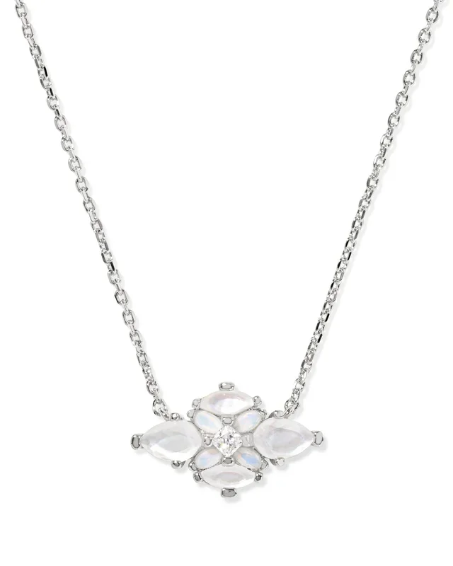 Abbie Crystal Short Pendant Necklace in Silver Neutral Mix