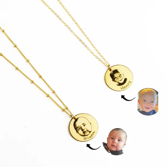 Actual Photo Baby Necklace, Personalized Baby Portrait Gift for New Mom, Infant Portrait Jewelry, Mother’s Day Gift for Mom from Husband, Gift for Her