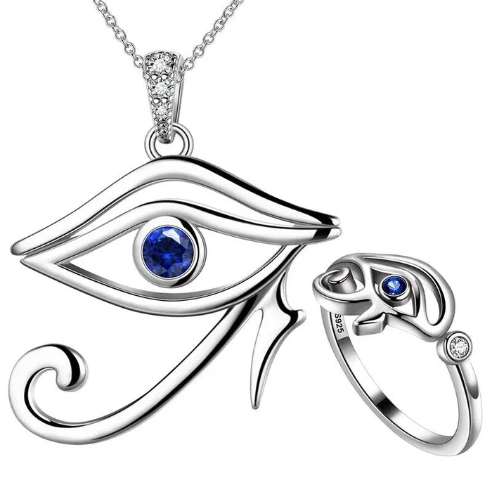 Ägyptisches Auge des Horus Halskette Ring Schmuck Sets Herren Damen Schmuck