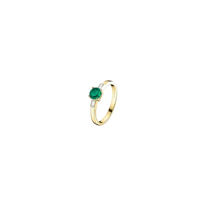 Albert engagement ring yellow gold emerald diamonds | LEPAGE