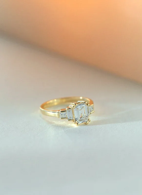 Alivia emerald cut diamond ring 14k gold