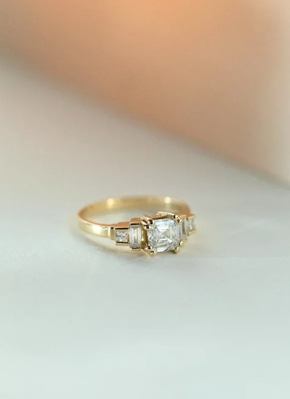 Alivia square cut diamant ring 14k goud