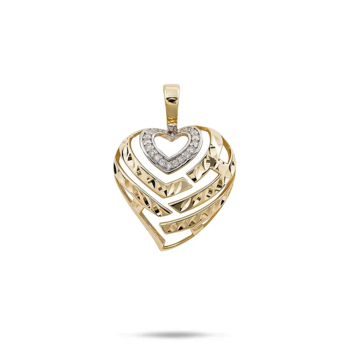 Aloha Heart Pendant in Gold with Diamonds – 18mm