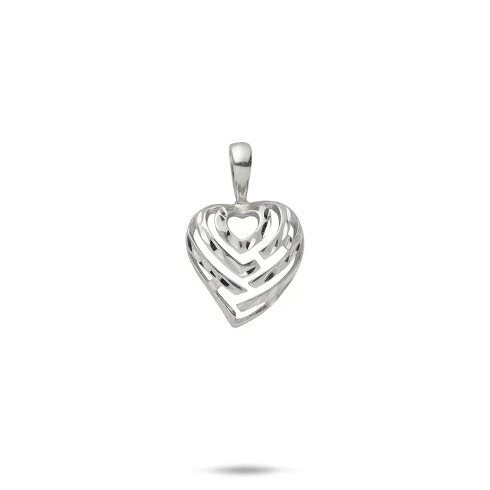 Aloha Heart Pendant in White Gold – 12mm