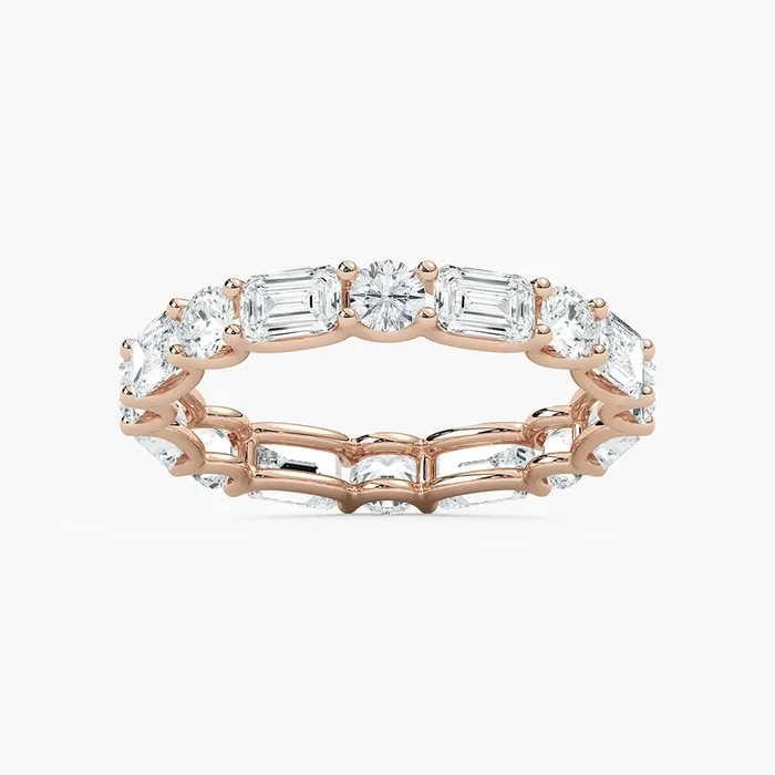 Amari Emerald and Round Lab Grown Diamond U Prong Set Eternity Band