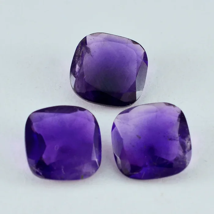 Amethyst 1PC Large 10×10 MM Cushion Faceted Purple Shine Semi Precious Loose Gemstones