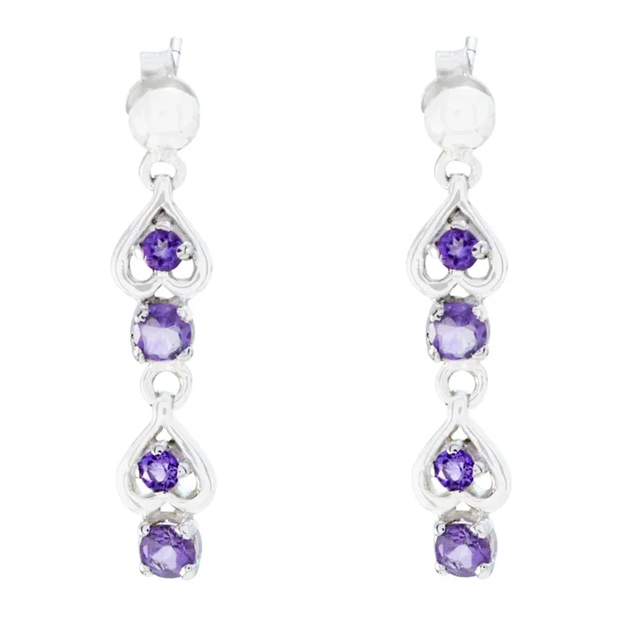 Amethyst African Sara multiple Dangle Purple 925 Silver Earring