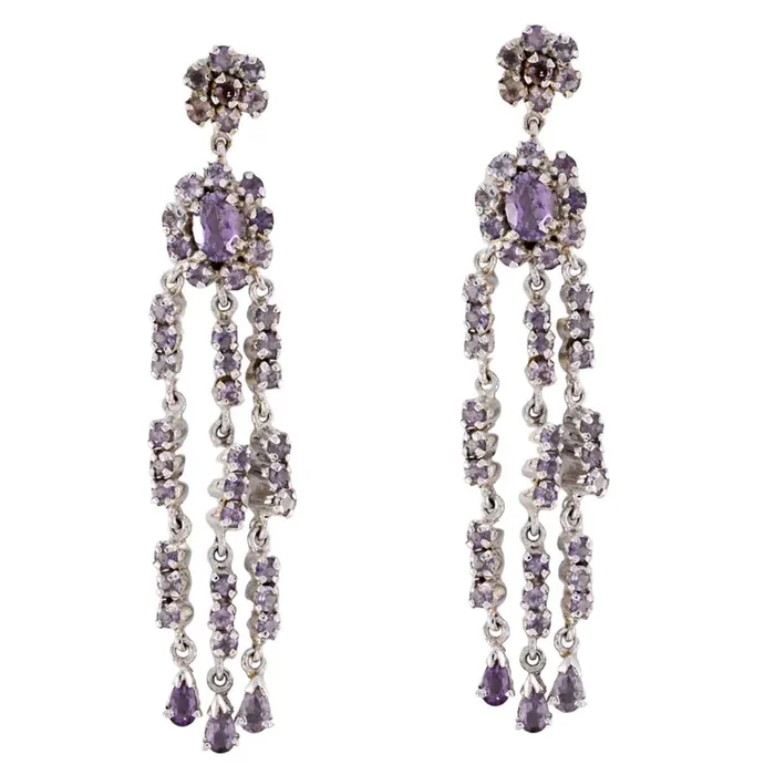 Amethyst American Micaela multiple Dangle Purple Silver Earring