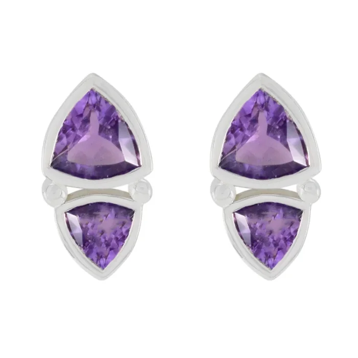 Amethyst American Paula Toi et Moi Stud Purple Silver Earring
