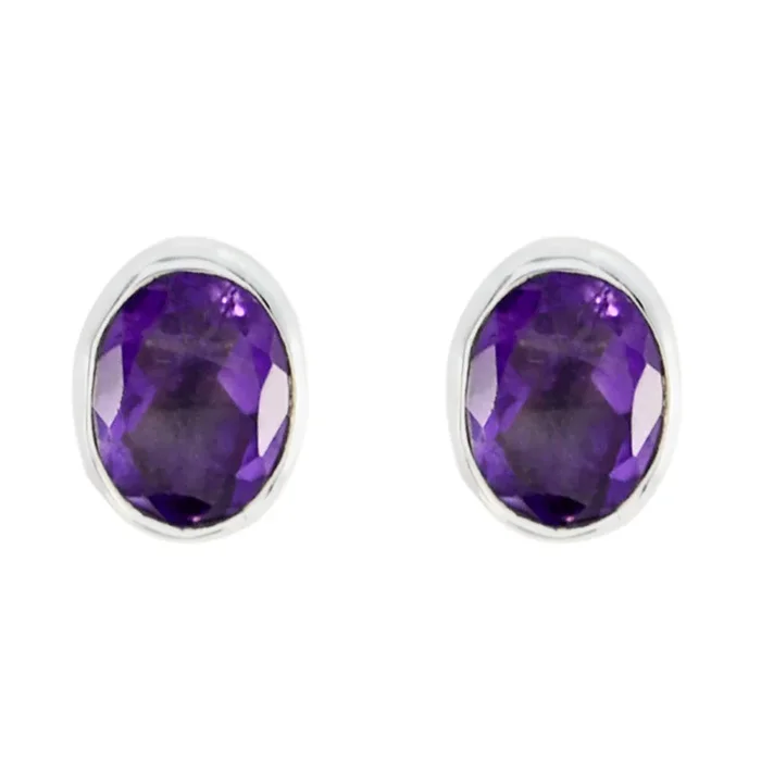 Amethyst Australian Ha-eun Solitaire Stud Purple Sterling Silver Earring