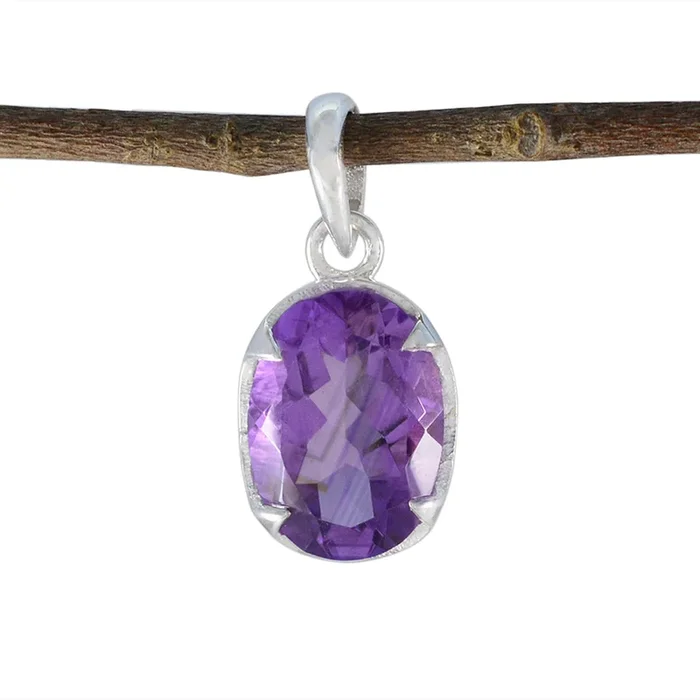 Amethyst Dainty French 925 Silver Solitaire Noelia wedding Purple Pendant Jewelry