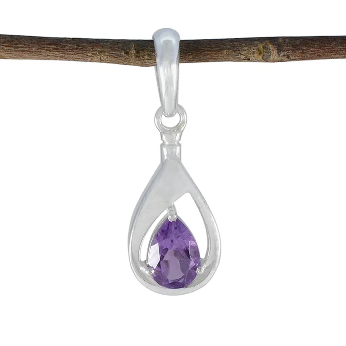 Amethyst Dainty Italian Sterling Silver Solitaire Eliza Contemporary Purple Pendant Jewellery