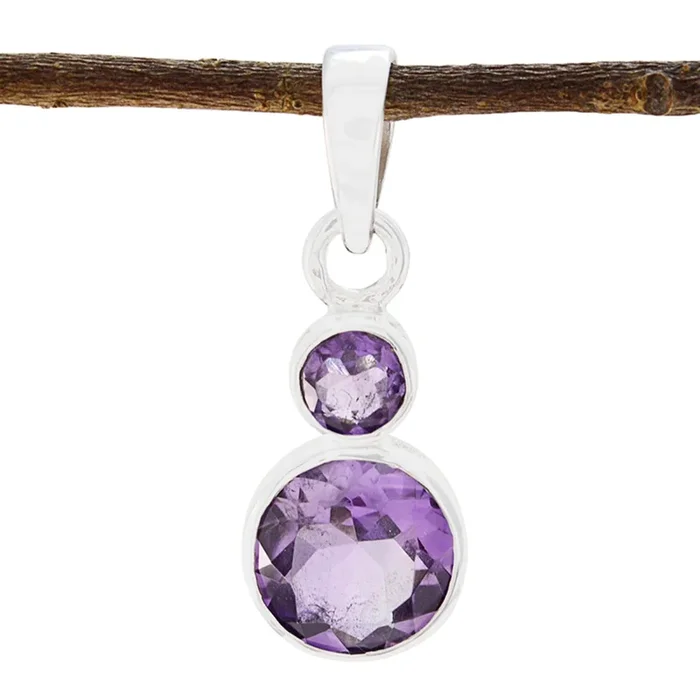 Amethyst Dainty Latin American Sterling Silver Toi et Moi Lily Bubble Purple Pendant Jewellery