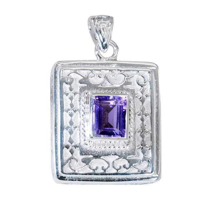 Amethyst Edgy German Sterling Silver Solitaire Katarina Victorian Purple Pendant Jewellery