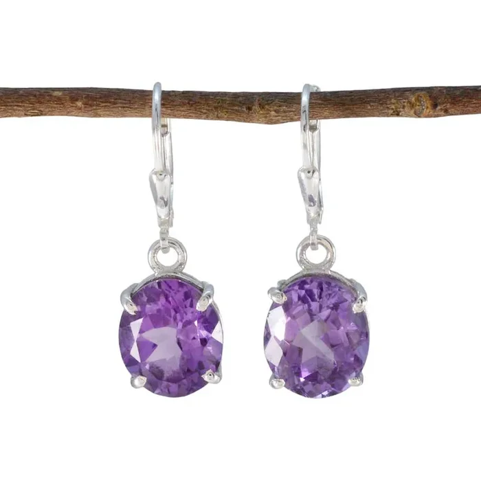 Amethyst Egyptian Olivia Solitaire Dangle Purple 92.5 Silver Earring