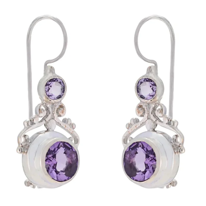 Amethyst French Pauline multiple Dangle Purple Sterling Silver Earring