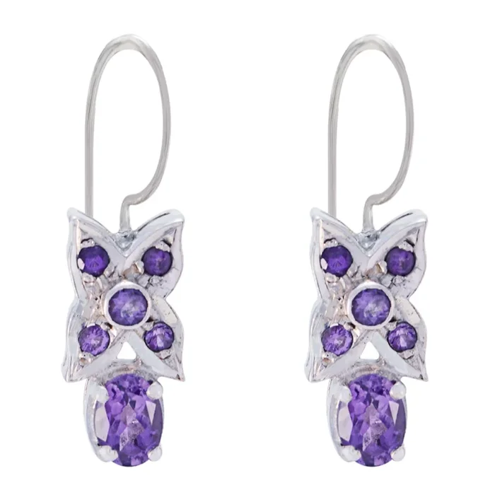Amethyst German Penelope multiple Dangle Purple 92.5 Silver Earring