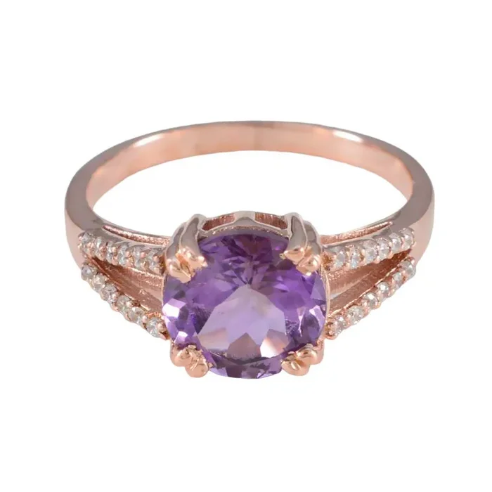 Amethyst Halo American 925 Silver Purple Gemstone Whisper-thin Love Ring Jewellery
