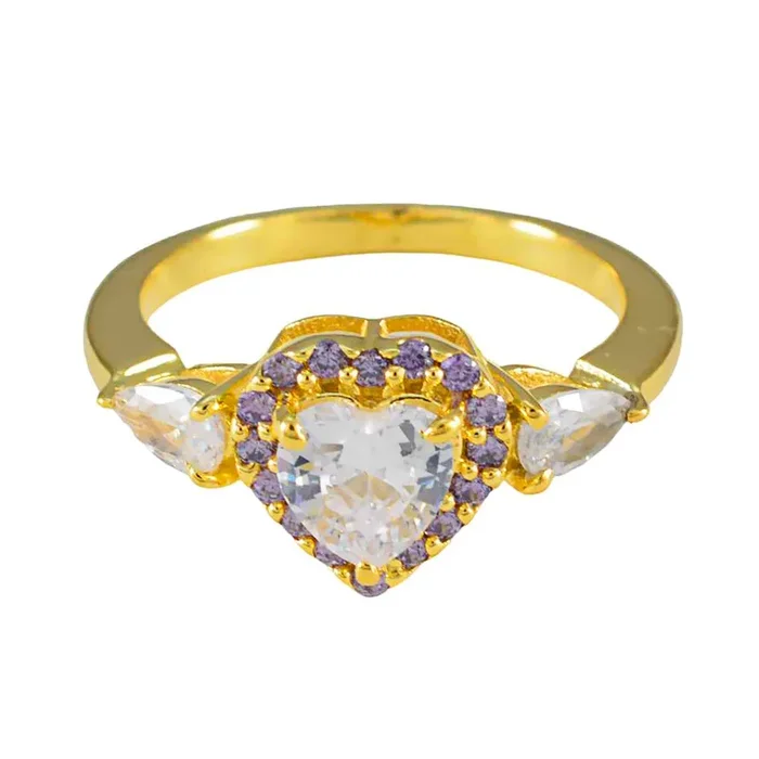 Amethyst Halo Indian 92.5 Silver Purple Gemstone Delicate Fairytale Ring Jewelry