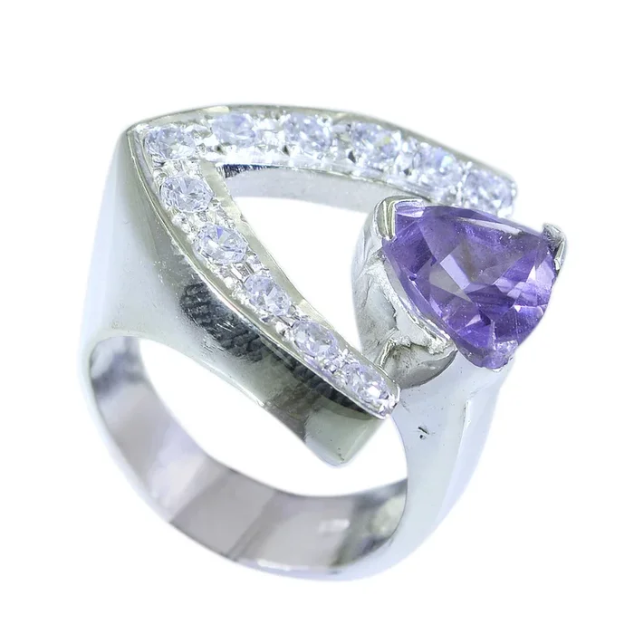 Amethyst Halo Turkish 925 Sterling Silver Purple Gemstones Statement antique Ring Jewellery