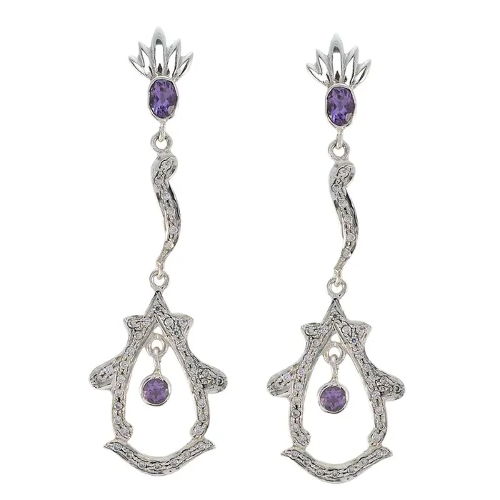 Amethyst Indian Zara multiple Stud Purple 925 Silver Earring