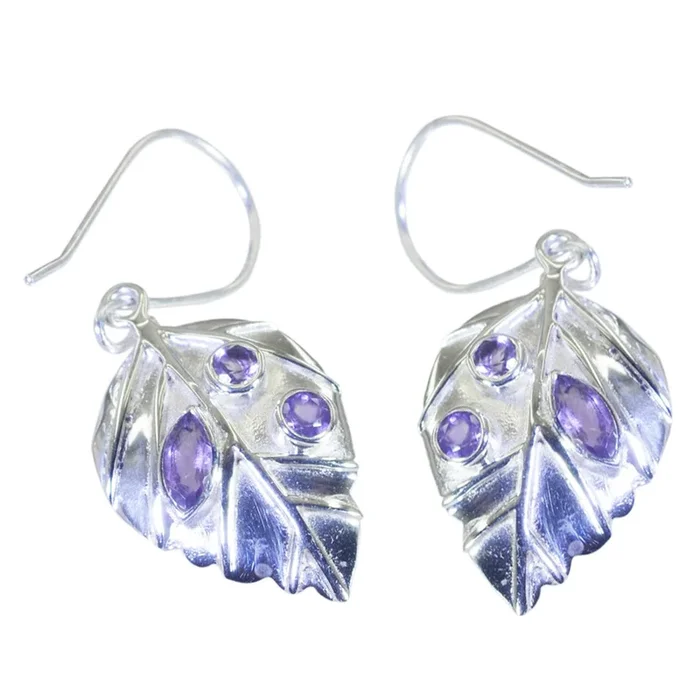 Amethyst Japanese Elena multiple Dangle Purple Silver Earring