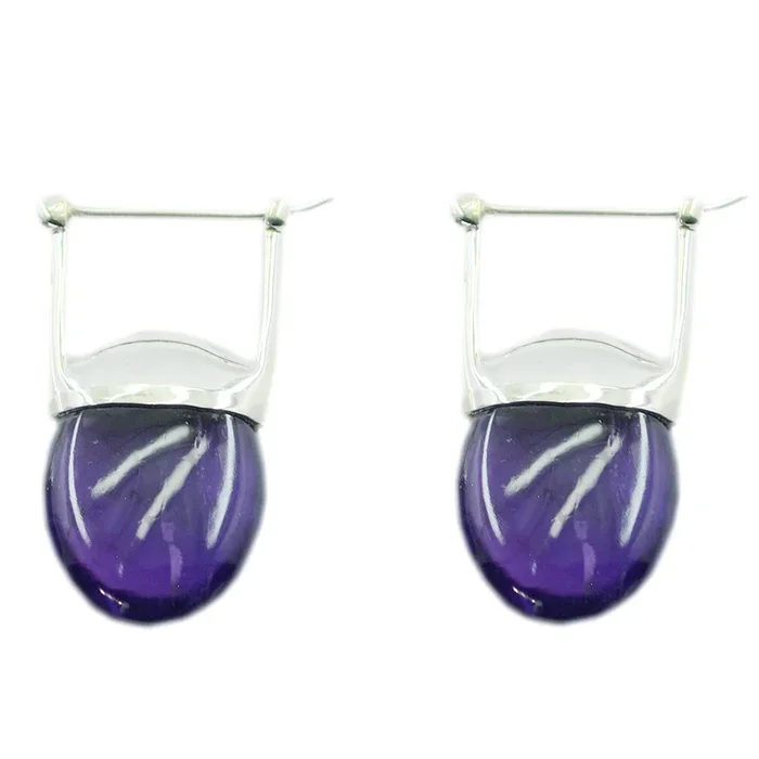 Amethyst Mexican Nora Solitaire Stud Purple Silver Earring
