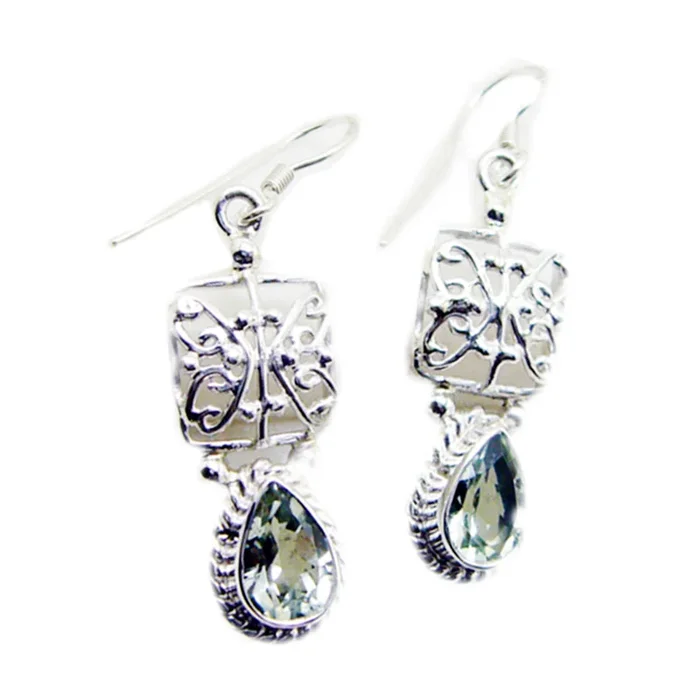 Amethyst Middle Eastern Victoria Solitaire Dangle Purple 925 Silver Earring