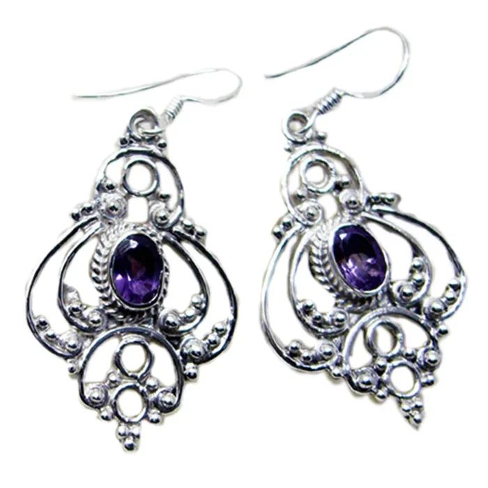 Amethyst Moroccan Amelia multiple Dangle Purple 925 Silver Earring