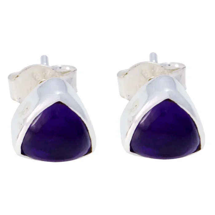 Amethyst Moroccan Camila Solitaire Stud Purple 925 Sterling Silver Earring