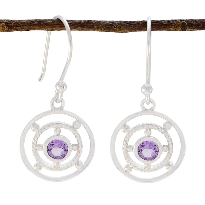 Amethyst Moroccan Layla Solitaire Dangle Purple Sterling Silver Earring