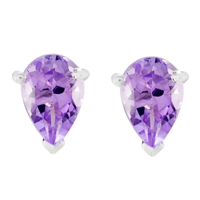 Amethyst Moroccan Yasmin Solitaire Stud Purple Silver Earring