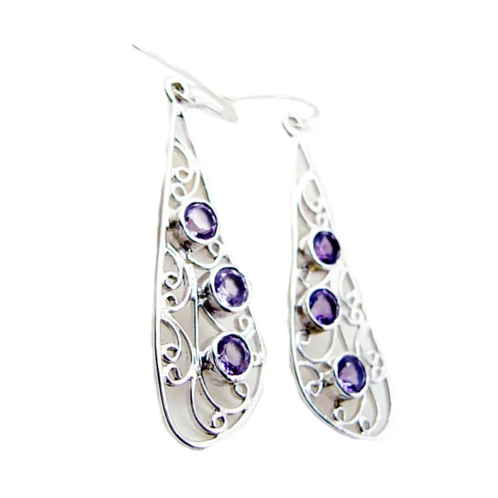 Amethyst Moroccan Yuki multiple Dangle Purple 925 Silver Earring