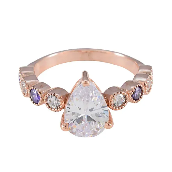 Amethyst Navratna American 92.5 Silver Purple Gems Whisper-thin valentine Ring Jewellery