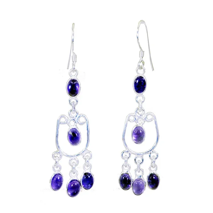 Amethyst Russian Hana multiple Dangle Purple 925 Silver Earring