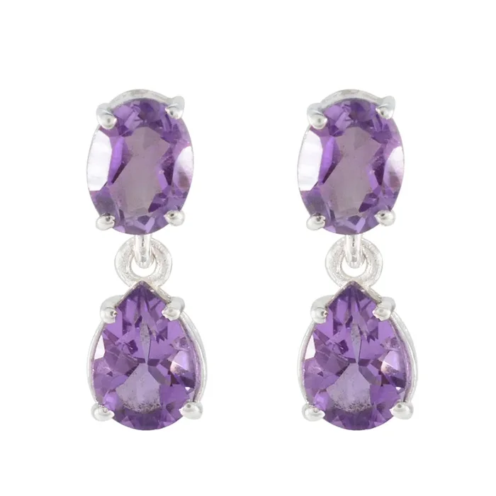 Amethyst Russian Teresa Toi et Moi Stud Purple 92.5 Silver Earring