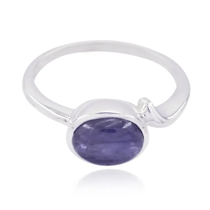 Amethyst Solitaire American Silver Purple Gemstones Whisper-thin Abstract Ring Jewellery
