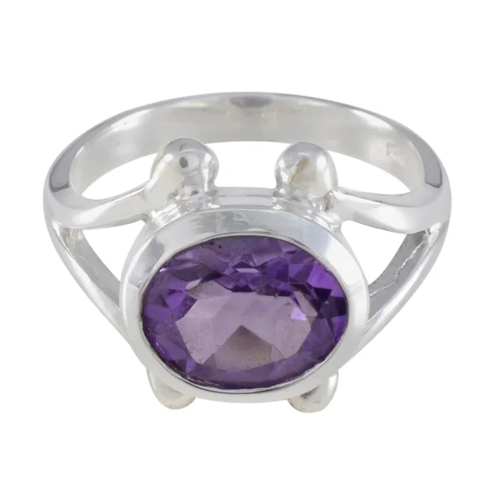 Amethyst Solitaire Egyptian 925 Sterling Silver Purple Gemstones Eye-catching valentine Ring Jewelry