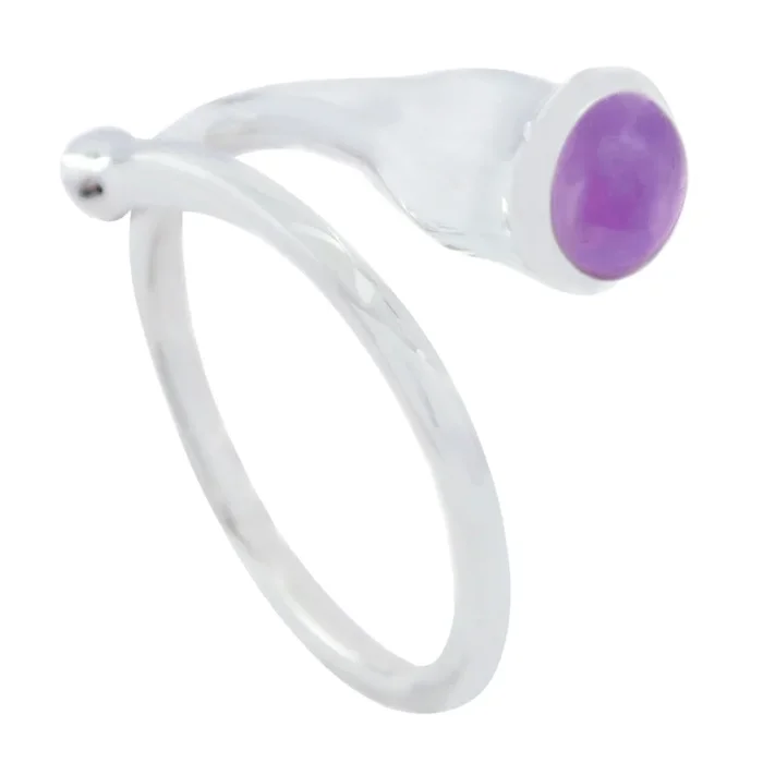 Amethyst Solitaire French Silver Purple Gemstone Mid-weight Luxurious Ring Jewellery