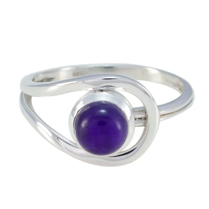 Amethyst Solitaire French Silver Purple Gemstones Slim Fairytale Ring Jewellery