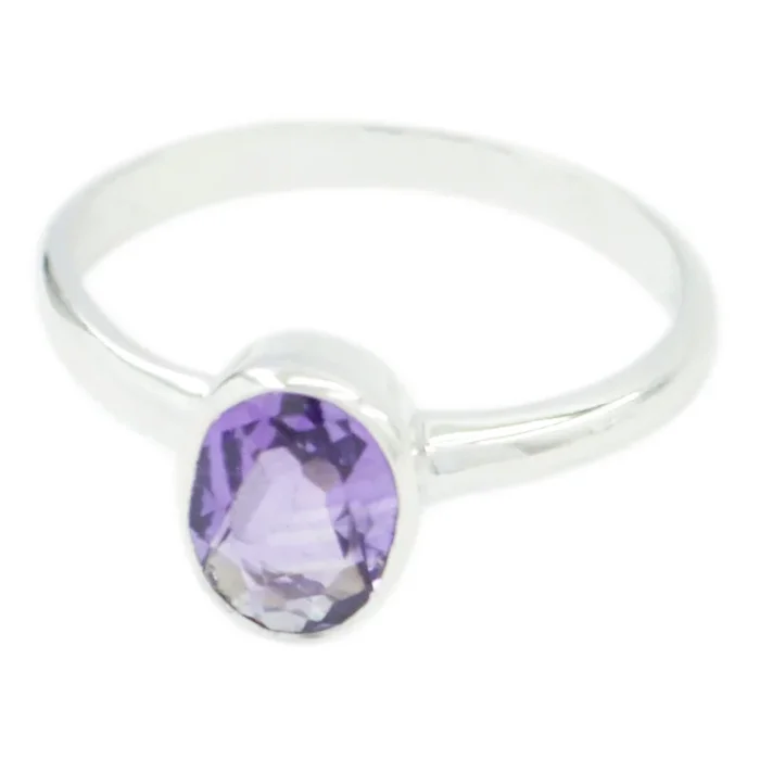 Amethyst Solitaire Japanese 925 Silver Purple Gems Delicate Fairytale Ring Jewelry