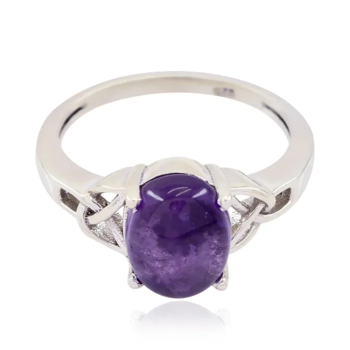 Amethyst Solitaire Japanese Sterling Silver Purple Gemstone Whisper-thin Contemporary Ring Jewelry