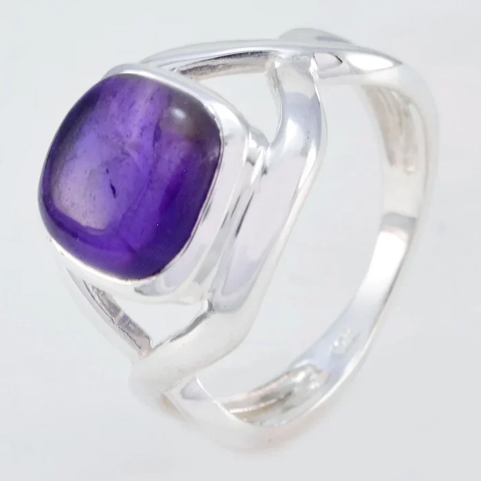 Amethyst Solitaire Moroccan 925 Sterling Silver Purple Gemstones Minimal Luxurious Ring Jewellery