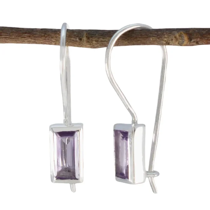 Amethyst Spanish Xiu Solitaire Dangle Purple Sterling Silver Earring